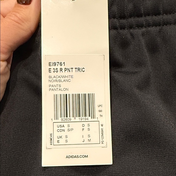 Adidas Men’s Black Joggers with White Stripes - Picture 2 of 2